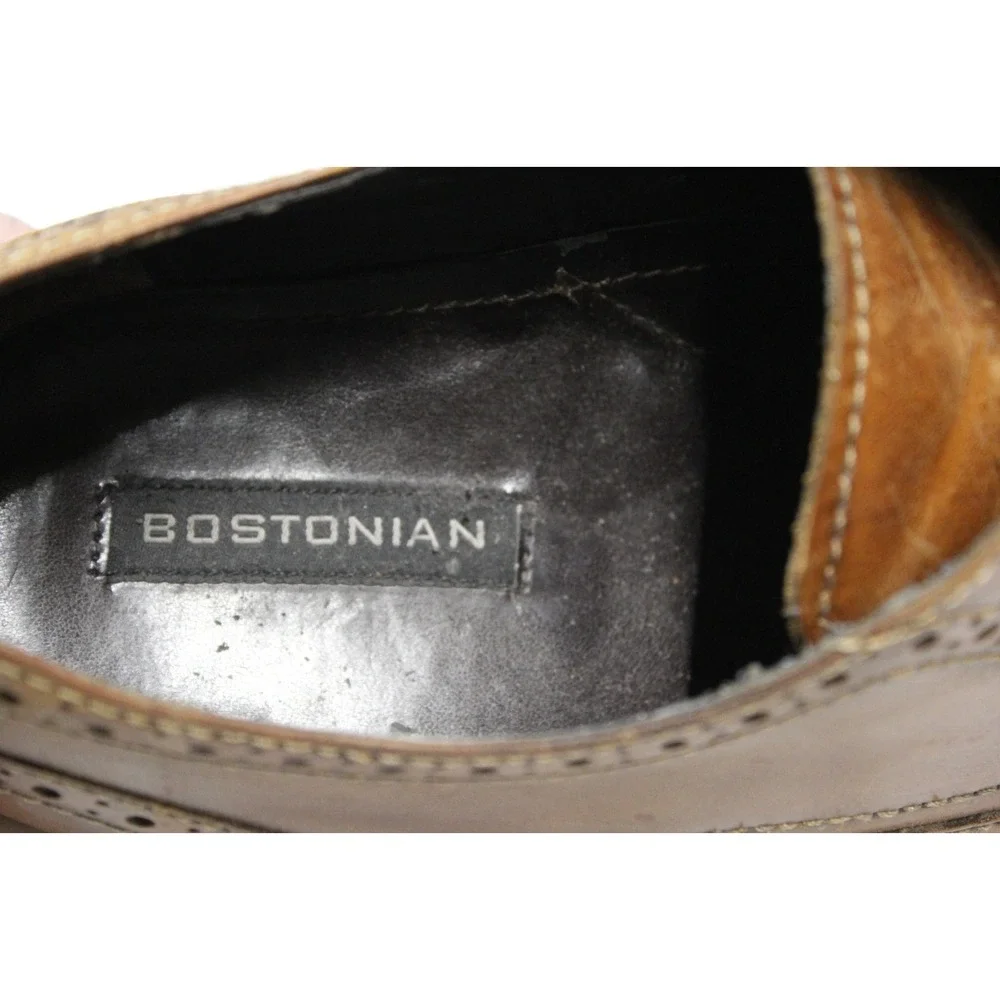 BOSTONIAN CLASSICS Men's Burgundy Leather Wing Tip Oxfords Size 10.5 B Made USA